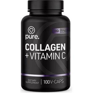 PURE Collagen + Vitamine C - 100 vegan capsules - collageen- ondersteunt de huid