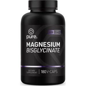 PURE Magnesium Bisglycinate - 180 vegan capsules - glycine - bisglycinaat - goed voor de spieren