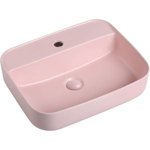 Guido Gusto - Wastafel Alice - Mat Roze - 50x40x14cm - Inclusief Afvoerplug
