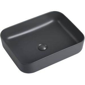 Wastafel Bella 50x39x13cm mat antraciet inclusief afvoerplug