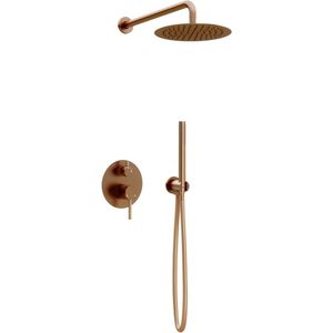 Inbouw regendouche met wandarm 25cm douchekop copper