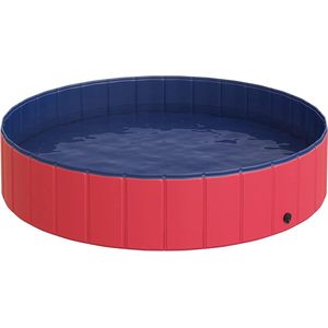 Multifunctioneel rond zwembad 160x30cm Anti-slip bodem - Opvouwbaar - Opblazen niet nodig - Opzetzwembad voor kinderen en honden - Kinderzwembad - Rood