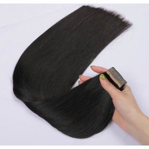 Tape In Hairextensions 22 inch / 55cm| Kleur 1B Zwart/Bruin| 100% Remy Human Hair Extensions| Straight |