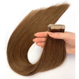 Tape In Hairextensions 22 inch / 55cm| Kleur 6 Donkerblond|100% Remy Human Hair Extensions| Straight |