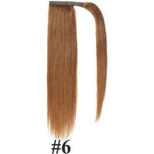 Vivendi Ponytail Clip In Hairextensions |Human Hair Echt Haar |Wrap Around Hairextensions | 22"" / 55cm | Kleur # 6 Donkerblond | 90gram