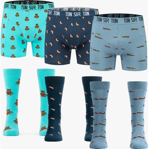 Ton Sur Ton - Bestselling Pack - Multipack - Matchende sokken en boxershorts - Kerstcadeau - Cadeau voor man - Boxershort Heren - L / 41-46