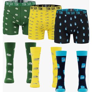 Ton Sur Ton - Super Sale Pack - Multipack - Matchende sokken en boxershorts - Kerstcadeau - Cadeau voor man - Boxershort Heren - S / 43-47