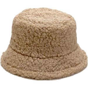 Teddy Bucket Hat - Maat 56/59 - Muts Hoed Winter Bontmuts - Bruin