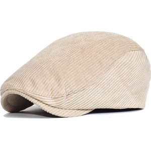 Flat Cap - Corduroy Rib Pet Maat 56/59 Rib Platte Pet Visserspet - Wit