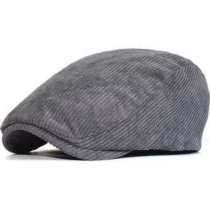 Flat Cap - Corduroy Rib Maat 56/59 Platte Pet Visserspet - Grijs