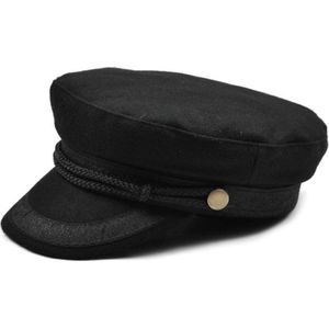 Schipperspet Kant - Maat 56/57 Kapiteinspet Sailor Hat Militaire Pet Zonneklep - Zwart