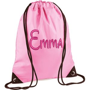 Premium zwemzak kleur Pink  met naam geborduurd | 27 verschillende kleuren | gepersonaliseerd | Bagbase
