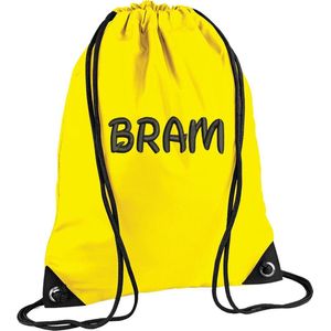Premium zwemzak kleur Yellow  met naam geborduurd | 27 verschillende kleuren | gepersonaliseerd | Bagbase