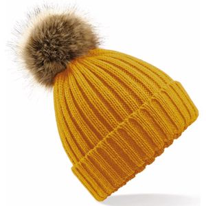 Beechfield Dames Muts Met Pompon - One size - Mustard