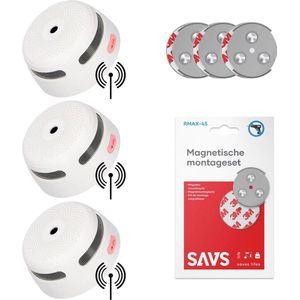 X-Sense XS01-W Draadloos koppelbare rookmelder - Met magneet montage - 3 Rookmelders - 10 jaar batterij - Voldoet aan Europese norm - Koppelbaar brandalarm zonder boren