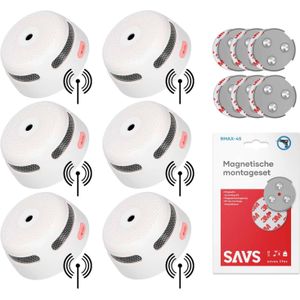 X-Sense XS01-W Draadloos koppelbare rookmelder - Met magneet montage - 6 Rookmelders - 10 jaar batterij - Voldoet aan Europese norm - Koppelbaar brandalarm zonder boren
