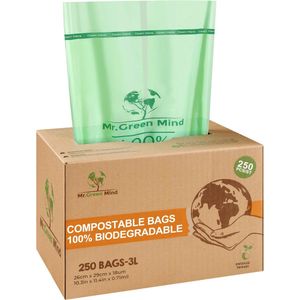 Biozakken 2/3 liter 250 stuks biologisch afbreekbare afvalzakken – 28 x 29 cm
