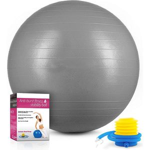 Sens Design Zitbal Fitnessbal Yogabal Gymbal - 85 cm - grijs incl. pomp
