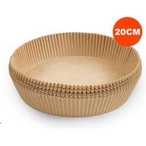 Heteluchtfriteuse Wegwerpbakjes 100 Stuks - 20cm - Geschikt Voor AirFryer Wegwerpbakjes - Bakpapier - Wegwerp Bakjes (50 stuks!) - Wegwerppapier 100 Stuks - Bakjes - Bakpapier Rond