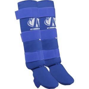 Ali's Fightgear - Kickboksen scheenbeschermers - Katoen - Blauw - Maat M - Scheenbeschermers - Scheenbeschermers kickboksen - Scheenbeschermers vechtsport - Scheenbeschermers kickboksen kind - Scheenbeschermers kickboksen dames