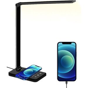 Vivid Green Bureaulamp Led - Leeslamp Staand - Leeslampje voor Boek - Wireless Charger - Draadloze Oplader - Dimbaar - Desk Lamp