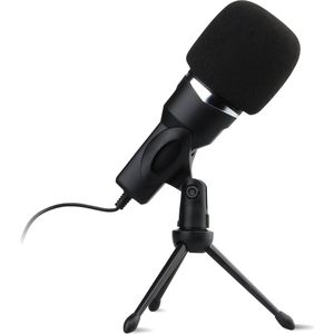 USB Microfoon met standaard - Gaming - Podcast - Voor Pc en console - Standaard - Incl. Plopkap - Zwart - Vivid Green