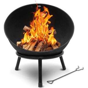 HEAT Outdoor Living Vuurkorf voor Buiten - Kappa Zwart - Ronde Vuurkorf op Poten - Vuurkorf Schaal van Staal - 56x56x60 cm