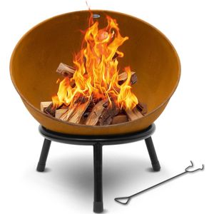 HEAT Outdoor Living Vuurkorf voor Buiten - Kappa Roest - Ronde Vuurkorf op Poten - Vuurkorf Schaal van Staal - 56x56x60 cm