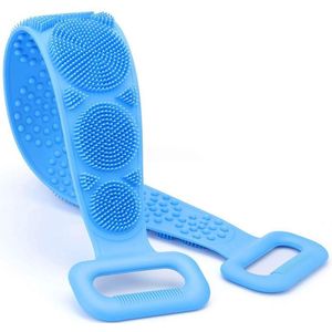Rug Srcubber - Scrubband - Dry brush - Rugscrubber- Siliconen - Badborstel - Blauw - Uitrekbare Body Borstel - Dubbelzijdige Rugborstel - 71 cm - Massageborstel