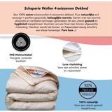 De Schaperie | Luxe 4-Seizoenen 100% IWS Zuiver Scheer wollen Dekbed met Rits | All-Season | 200x200 cm