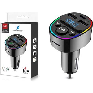 DynaBright FM Transmitter V1 – USB Lader - Handsfree Bellen Auto - Bluetooth Transmitter – Autolader – Carkit - MP3 - Auto accessoires - USB-C Snellader