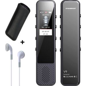 DynaBright Voice Recorder - 16GB - Afluisterapparatuur - Audio Recorder - Draadloze Dictafoon - Ruisonderdrukking - Opname Apparaat