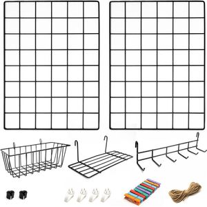 Wandrek - Complete Set - Industrieel - Metaal - Zwart - 30x40 cm - 2 Stuks - Inclusief Accessoires