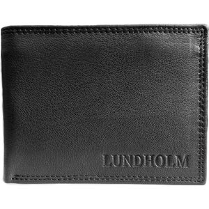 Lundholm leren portemonnee heren zeer soepel nappa leer - billfold model zwart met RFID anti-skim bescherming - mannen cadeautjes - cadeautje voor hem