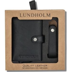 Lundholm pasjeshouder mannen met portemonnee en leren sleutelhouder key organizer zwart -Lundholm Örebro serie