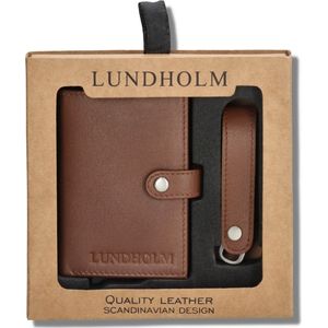 Lundholm pasjeshouder mannen met portemonnee en leren sleutelhouder key organizer bruin - Lundholm Örebro serie