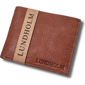 Lundholm leren portemonnee heren bruin topkwaliteit leer, compact model - portefeuille heren RFID anti-skim - compact, dun formaat - cadeau voor man verjaardag cadeautje voor hem kerst geschenk | Lundholm Iggesund serie