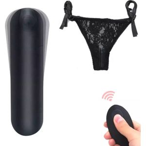 TipsToys Draagbare Vibrator Vibrerend inclusief Slipje - Clitoris Bullet SexToy Vrouwen Zwart