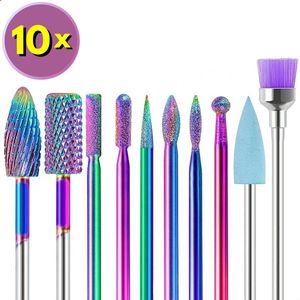 Nagelfrees Bitjes Rainbow Diamond Style - Nagel Bitjes - Nagel Bitjes voor Frees - Opzetstukken Nagelfrees - Inclusief Opbergdoosje - Universeel - De Luxe Set 10 Stuks