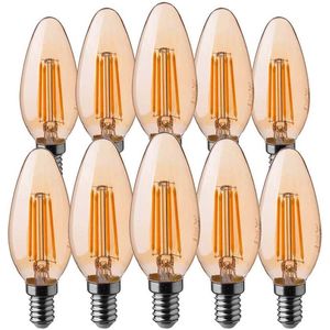 V-TAC VT-1955-N  10 Set E14 LED Lampen - Amber - Kaars - IP20 - 4W - 350 Lumen - 2200K