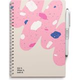 MOYU - Flower Vibes Notebook - Uitwisbaar Notitieboek A5 Hardcover - Multifunctionele pagina’s - Inclusief uitwisbare pen, houder en wisdoekje