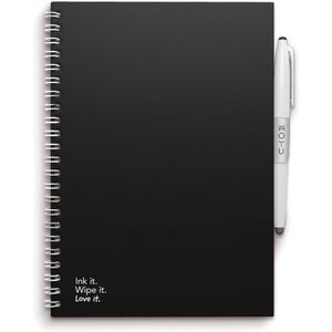 MOYU - Pitch Black Notebook - Uitwisbaar Notitieboek A5 Premium - Multifunctionele pagina’s - Inclusief uitwisbare pen, houder en wisdoekje