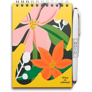 MOYU - Flower Vibes Notebook - Uitwisbaar Notitieboek A6 Hardcover - Multifunctionele pagina’s - Inclusief uitwisbare pen, houder en wisdoekje