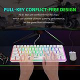 HXSJ V700 - Bedrade Gaming Toetsenbord - RGB - 61keys - Wit