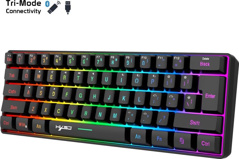 HXSJ L500 - Draadloze Gaming Toetsenbord - Zwart - RGB - Tri mode