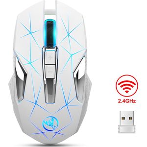 HXSJ T300 2.4G Draadloze Gaming Muis - Computermuizen - Ultra licht - Compact Voor Onderweg - RGB Verlichting - Wit