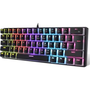 HXSJ L700 RGB bedrade mechanisch gaming toetsenbord - QWERTY - TKL - 61 Keys - Blue Switch - Pudding Keycaps - Zwart