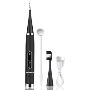 Luxevo Elektrische Tandsteen Verwijderaar - 5 Standen - Met E-Book - Elektrische Tandplak Verwijderaar - 2 Opzetstukken - Zwart