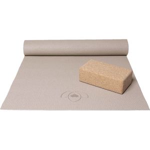 Basispakket yogamat en blok - taupe