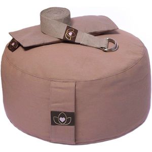 Pakket meditatiekussen, oogkussen en riem taupe - Lotus